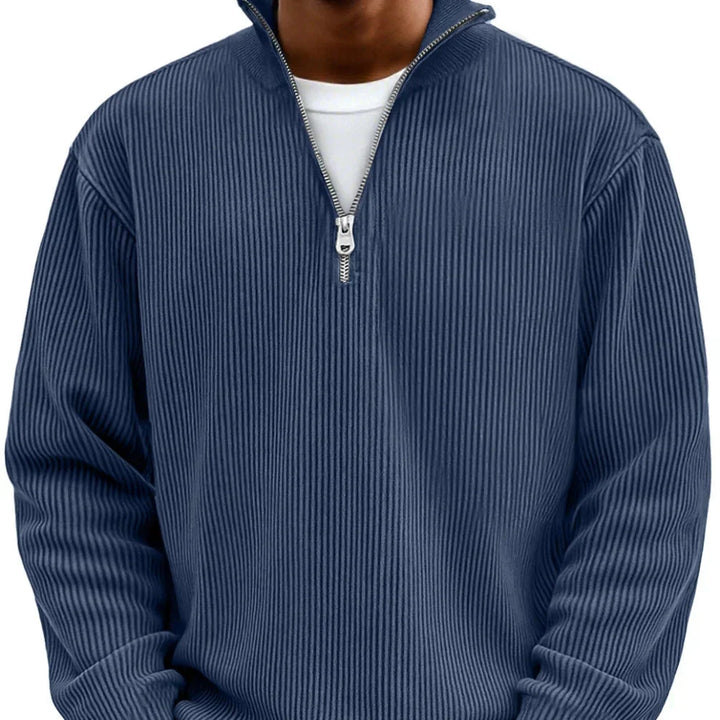 Rowan | Men's Quarter Zip Ribbed Funnel Neck Knitted Jumper