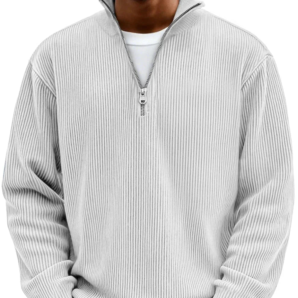 Rowan | Men's Quarter Zip Ribbed Funnel Neck Knitted Jumper