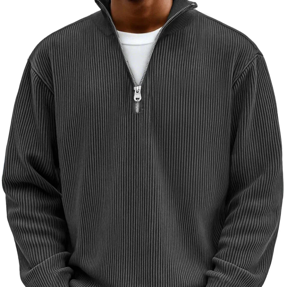 Rowan | Men's Quarter Zip Ribbed Funnel Neck Knitted Jumper