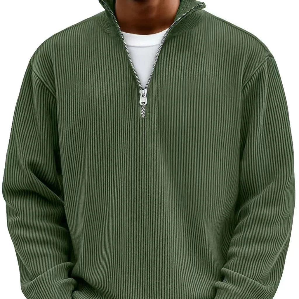 Rowan | Men's Quarter Zip Ribbed Funnel Neck Knitted Jumper