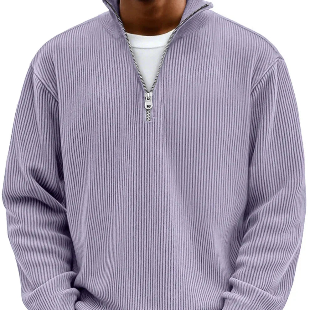 Rowan | Men's Quarter Zip Ribbed Funnel Neck Knitted Jumper