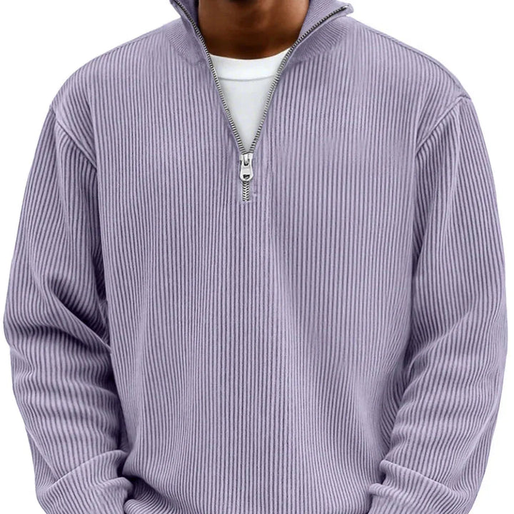 Rowan | Men's Quarter Zip Ribbed Funnel Neck Knitted Jumper