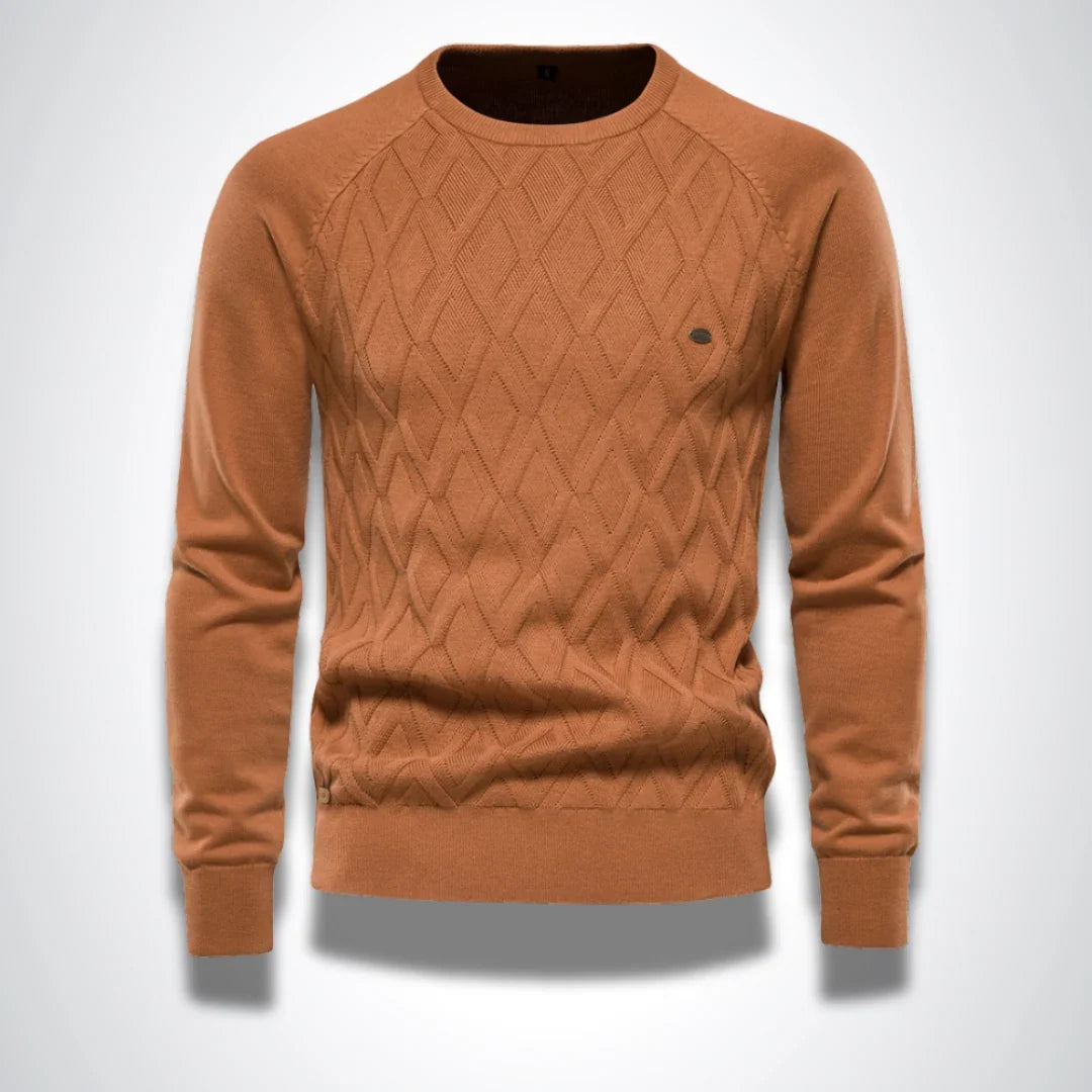 Rufus | Men's Aran Cable Knit Crew Neck Jumper