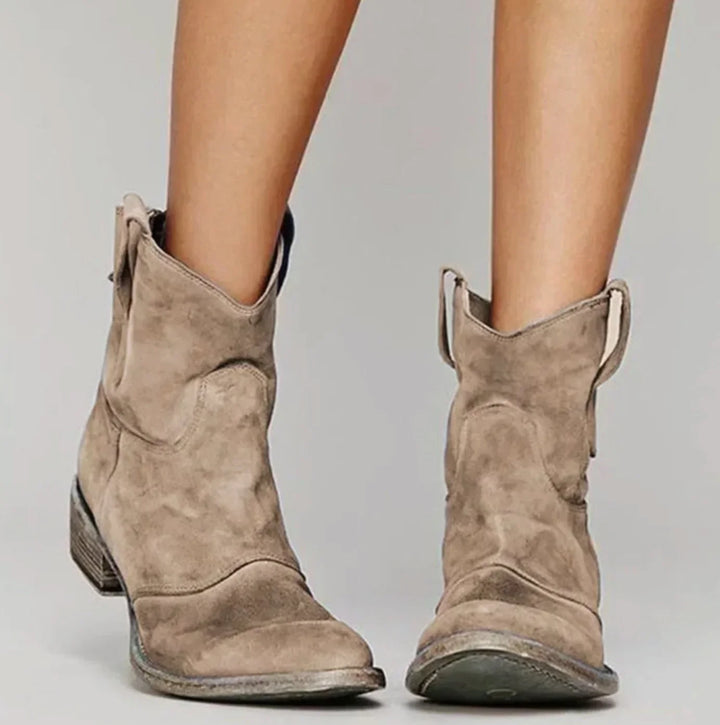 Ruth | Women's Suede Effect Western Ankle Boots