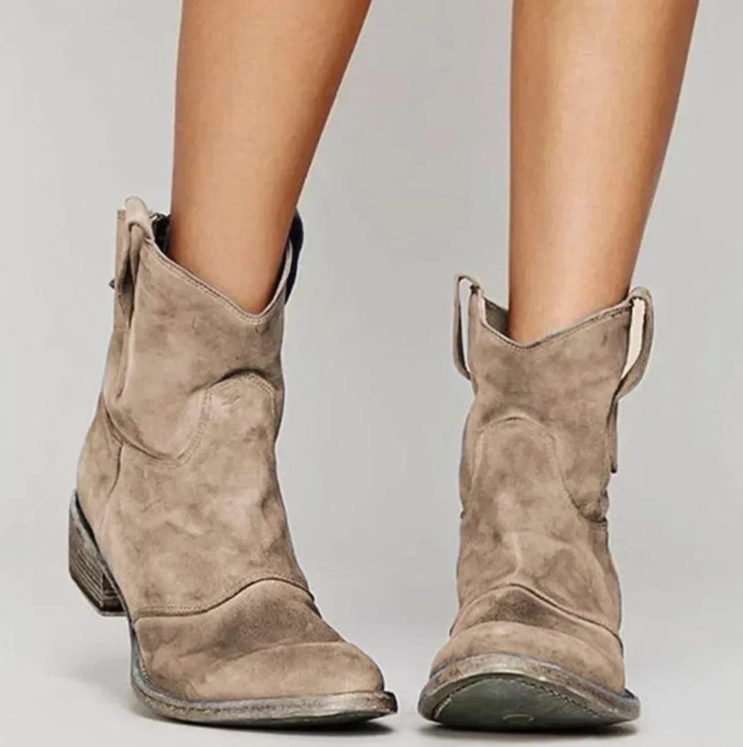 Ruth | Women's Suede Effect Western Ankle Boots