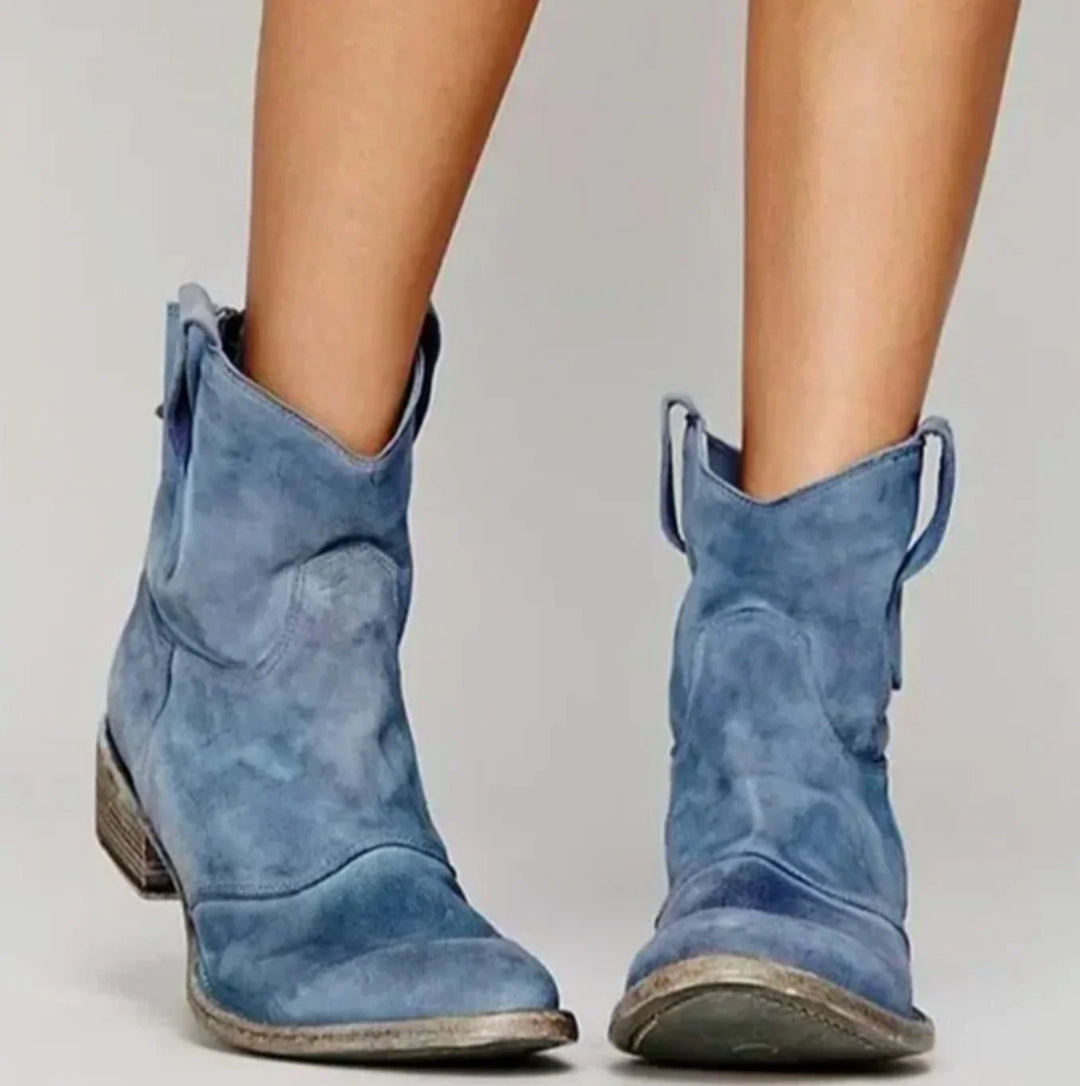 Ruth | Women's Suede Effect Western Ankle Boots