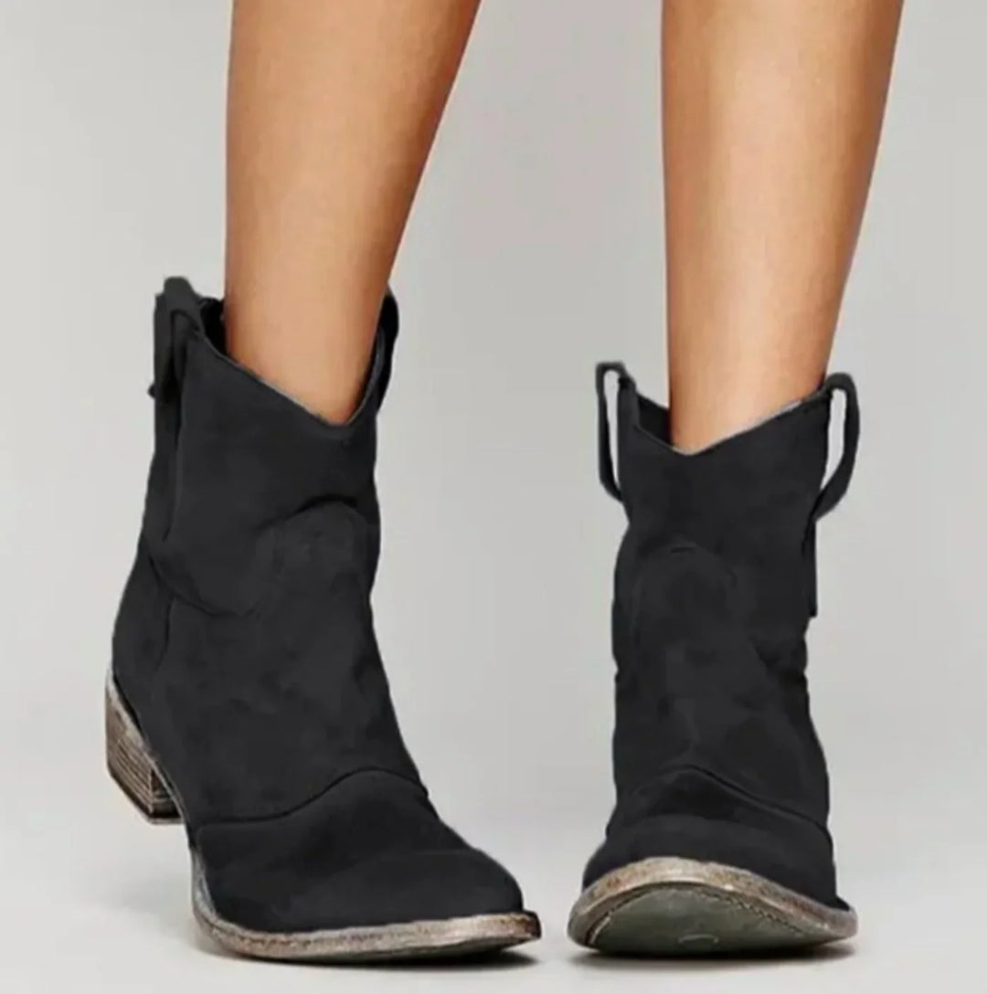 Ruth | Women's Suede Effect Western Ankle Boots