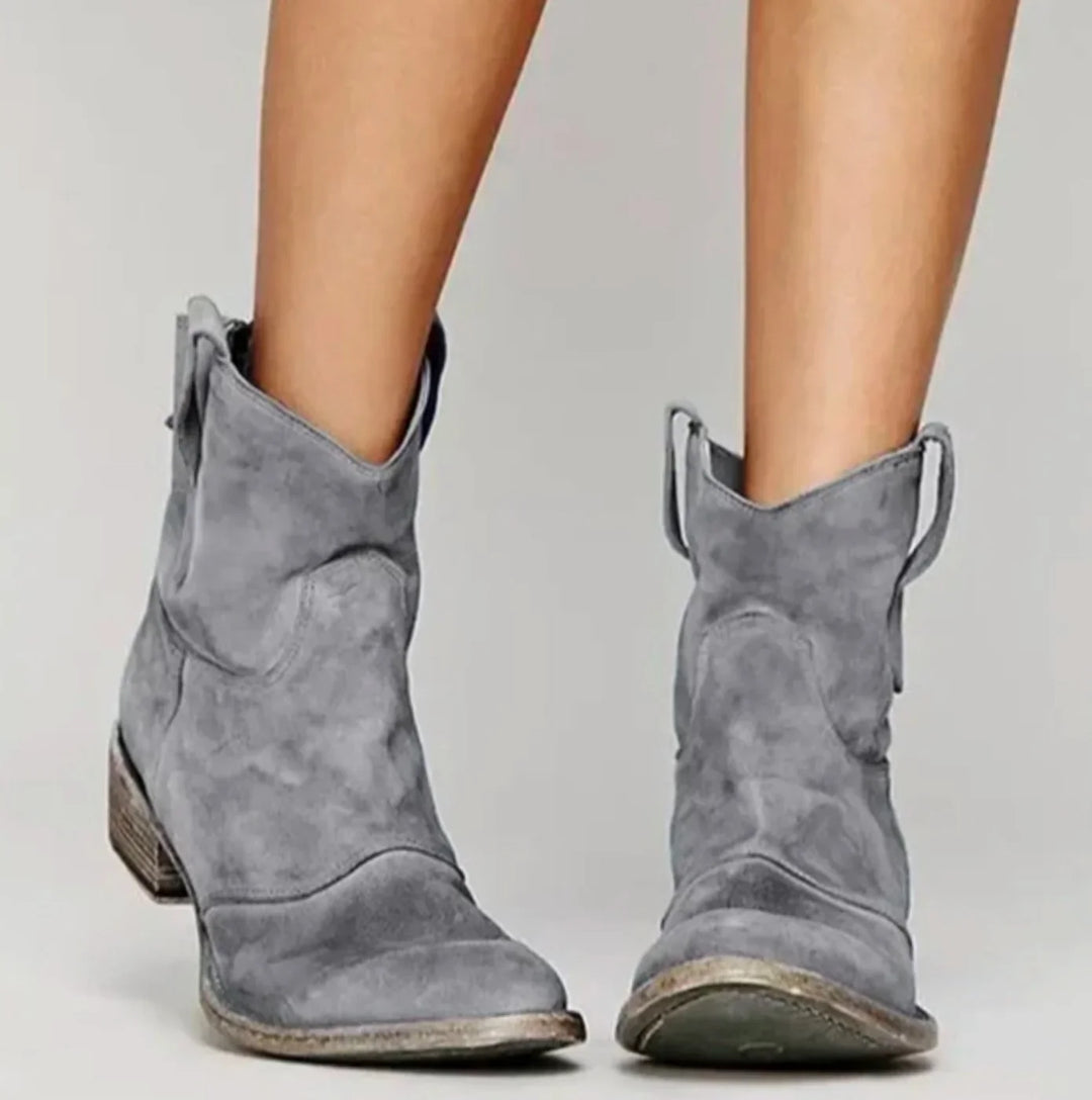 Ruth | Women's Suede Effect Western Ankle Boots