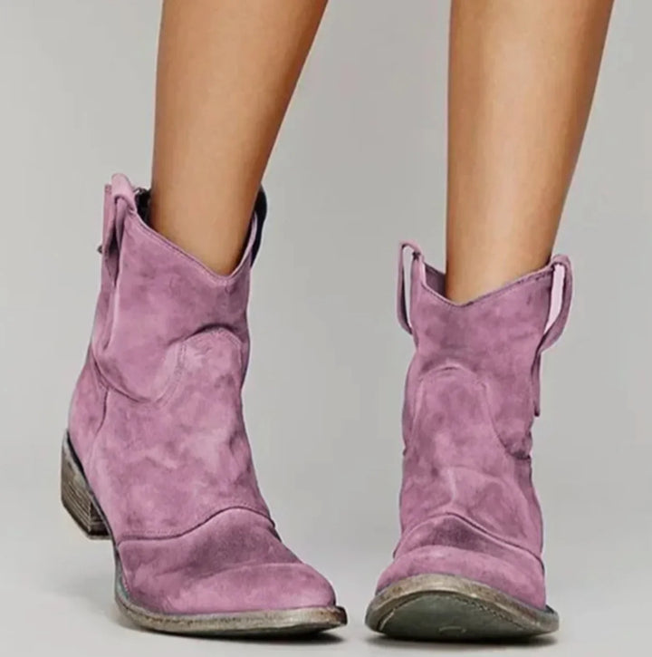 Ruth | Women's Suede Effect Western Ankle Boots