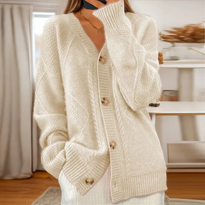 Sophie | Women's Chunky Cable Knit Funnel Neck Cardigan