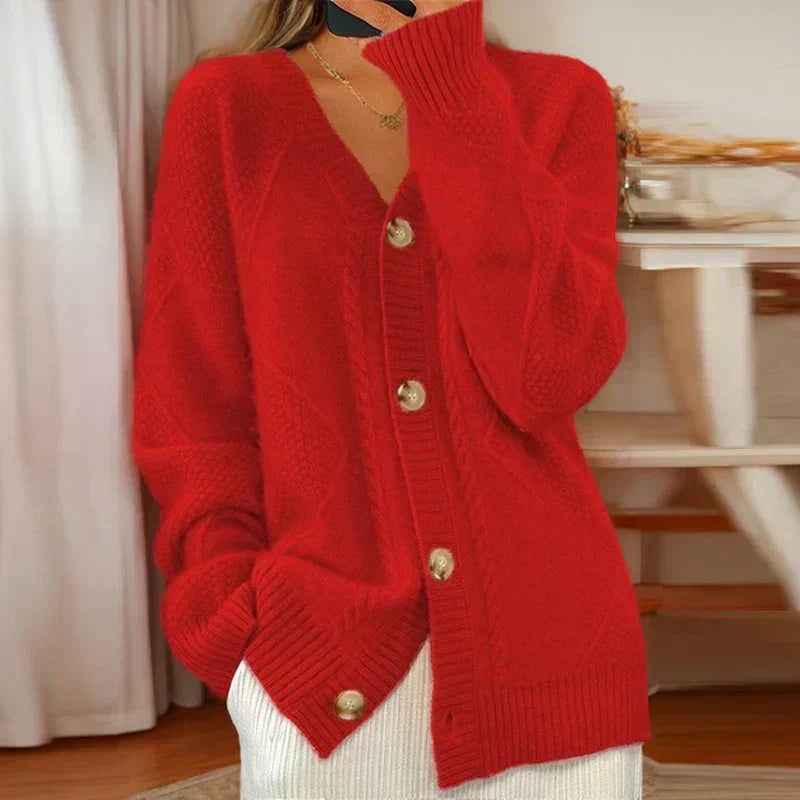 Sophie | Women's Chunky Cable Knit Funnel Neck Cardigan