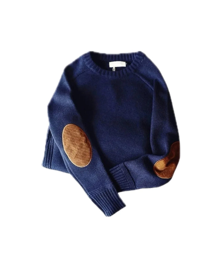 Theo | Men's Round Neck Elbow Patch Knitted Jumper