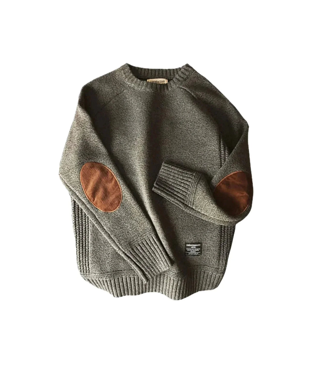 Theo | Men's Round Neck Elbow Patch Knitted Jumper