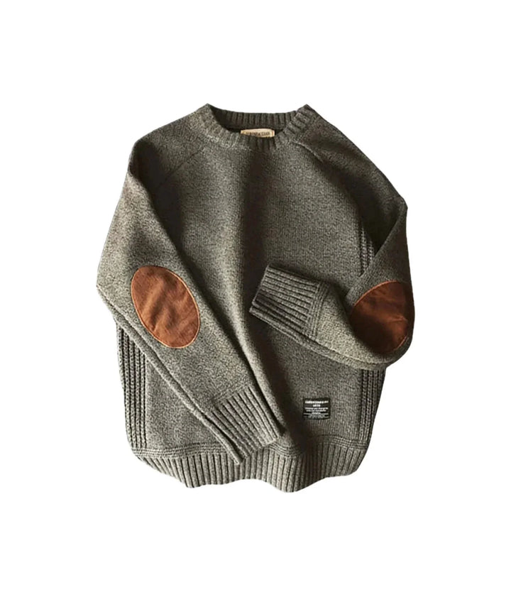 Theo | Men's Round Neck Elbow Patch Knitted Jumper