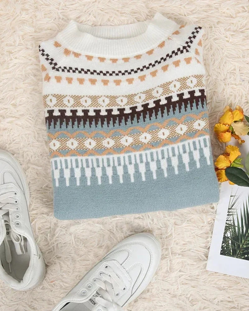 Tilly | Women's Fair Isle Patterned Yoke Knit Sweater