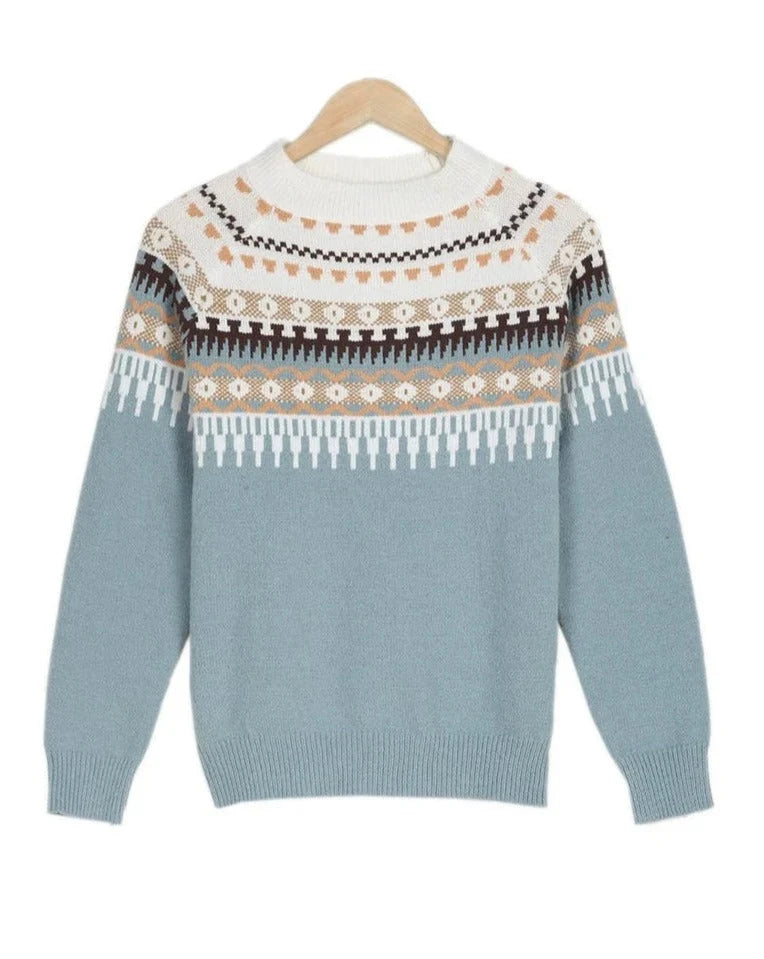 Tilly | Women's Fair Isle Patterned Yoke Knit Sweater