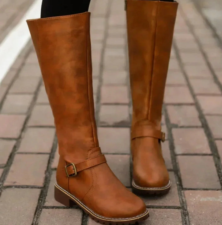 Tracey | Women's Wide Calf Knee High Riding Boots with Buckle