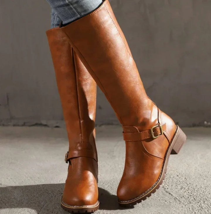 Tracey | Women's Wide Calf Knee High Riding Boots with Buckle