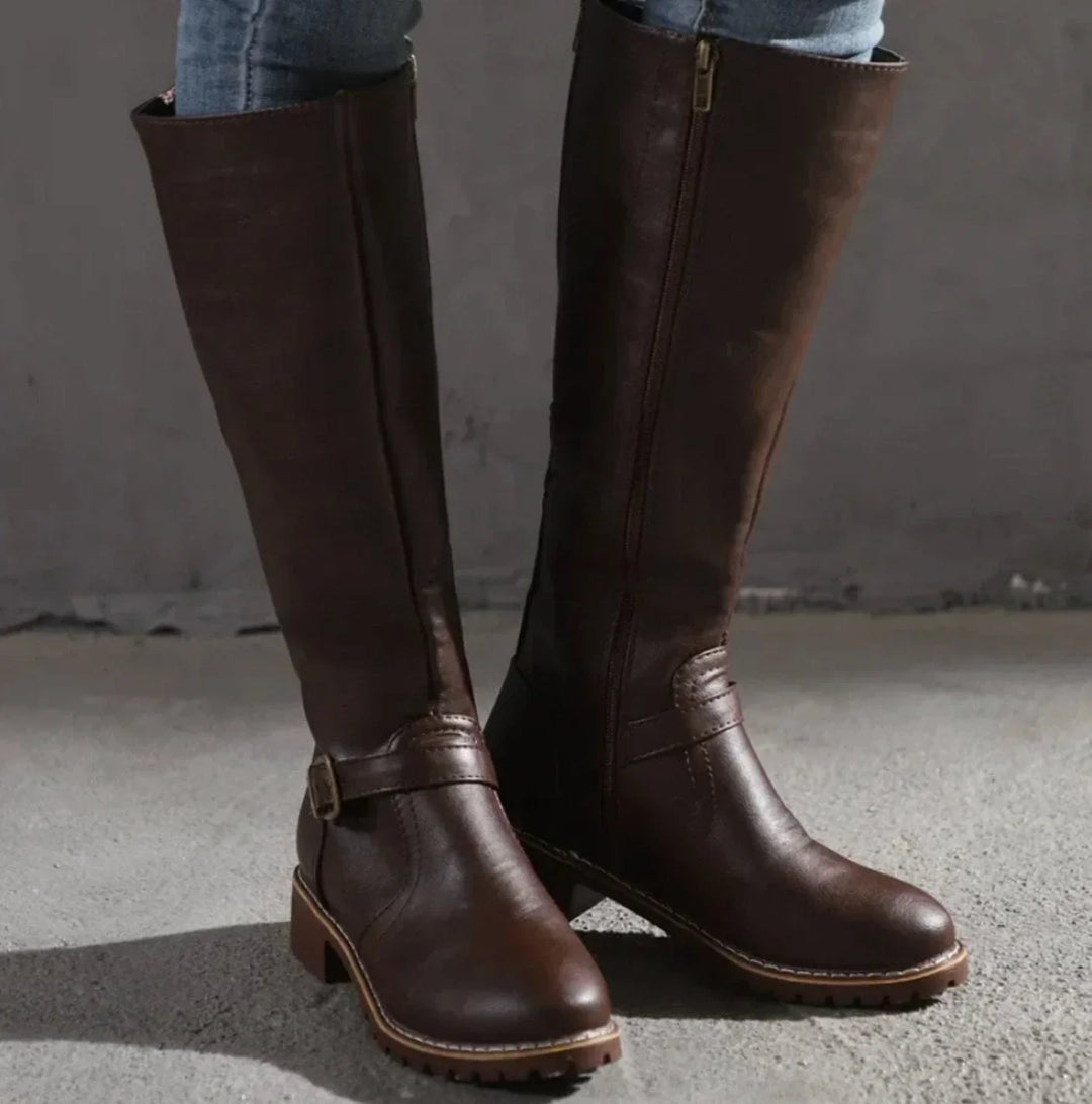 Tracey | Women's Wide Calf Knee High Riding Boots with Buckle
