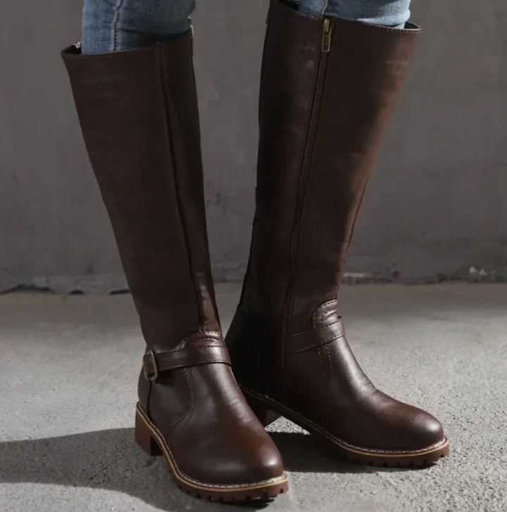 Tracey | Women's Wide Calf Knee High Riding Boots with Buckle