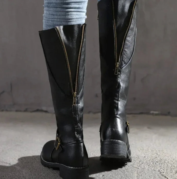 Tracey | Women's Wide Calf Knee High Riding Boots with Buckle