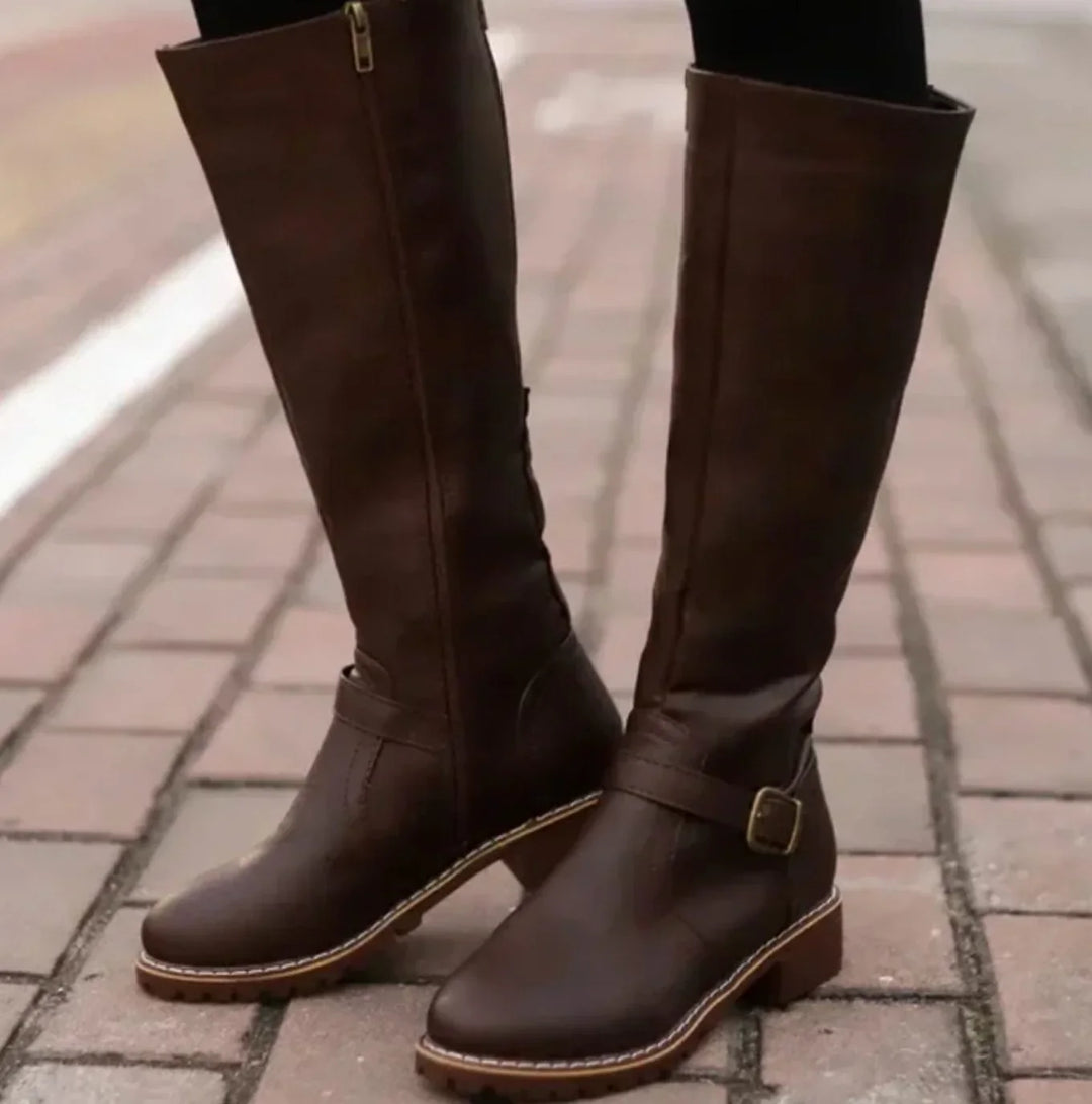 Tracey | Women's Wide Calf Knee High Riding Boots with Buckle