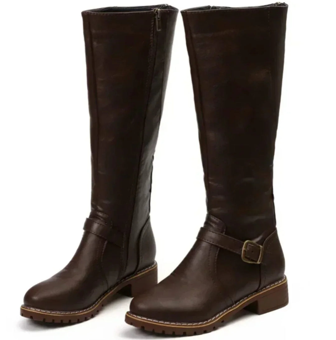 Tracey | Women's Wide Calf Knee High Riding Boots with Buckle