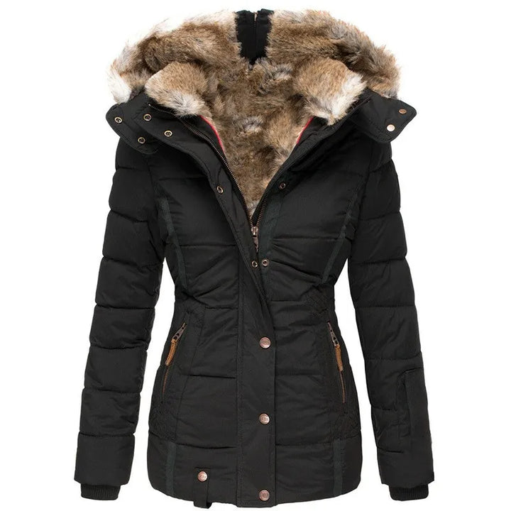 Verity | Women's Fitted Faux Fur Hood Padded Jacket