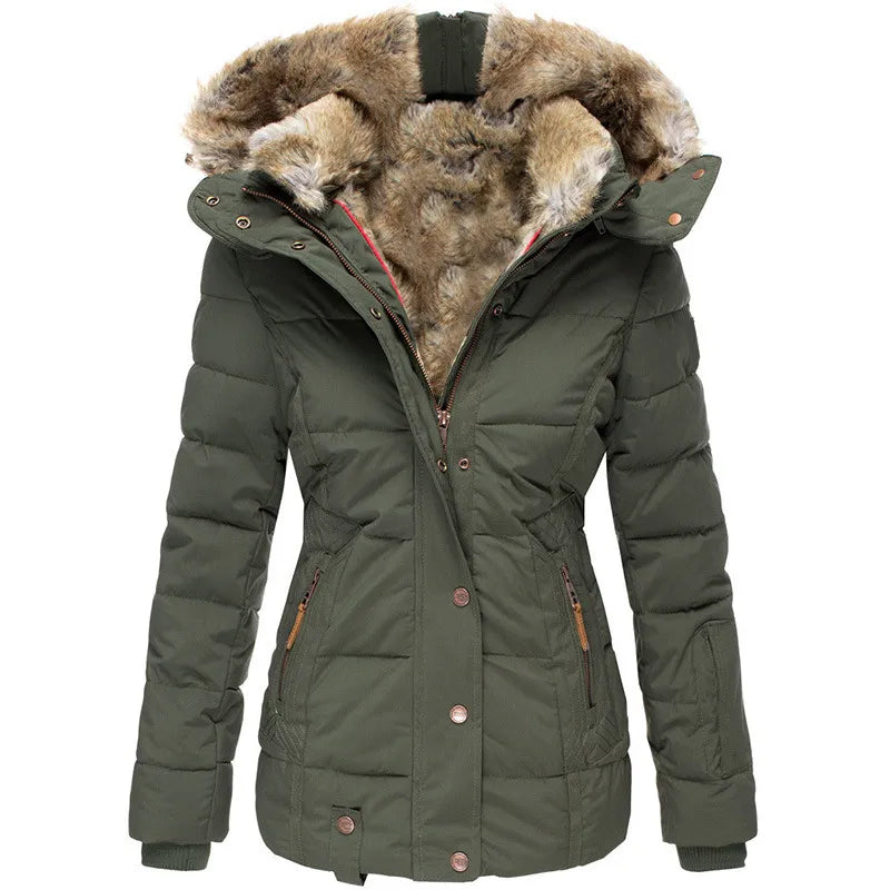 Verity | Women's Fitted Faux Fur Hood Padded Jacket