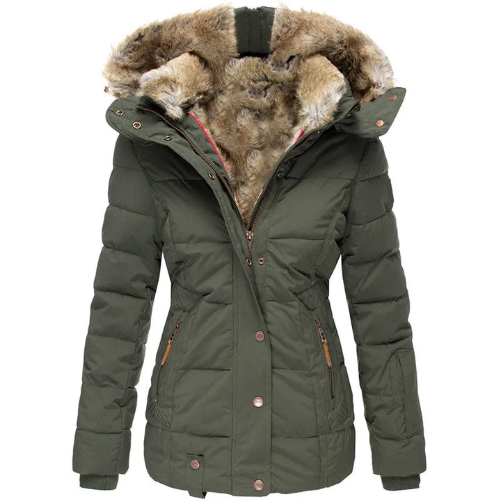 Verity | Women's Fitted Faux Fur Hood Padded Jacket