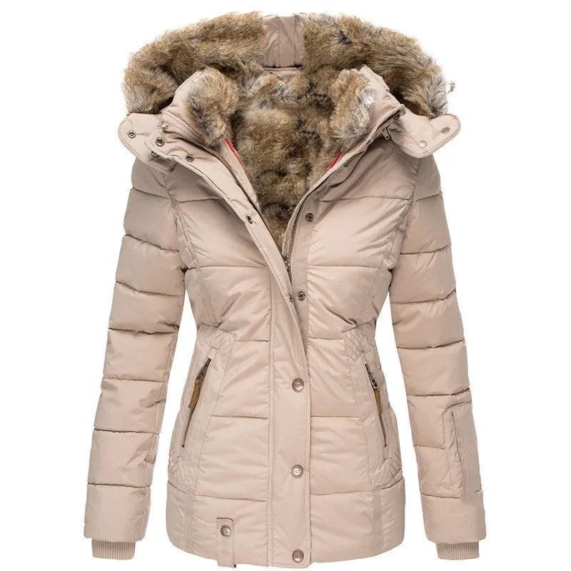 Verity | Women's Fitted Faux Fur Hood Padded Jacket