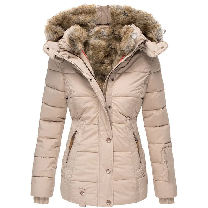 Verity | Women's Fitted Faux Fur Hood Padded Jacket